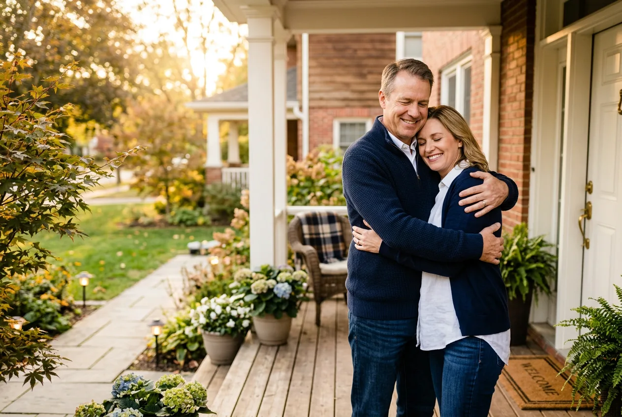 Couple embracing, protected by living benefits life insurance